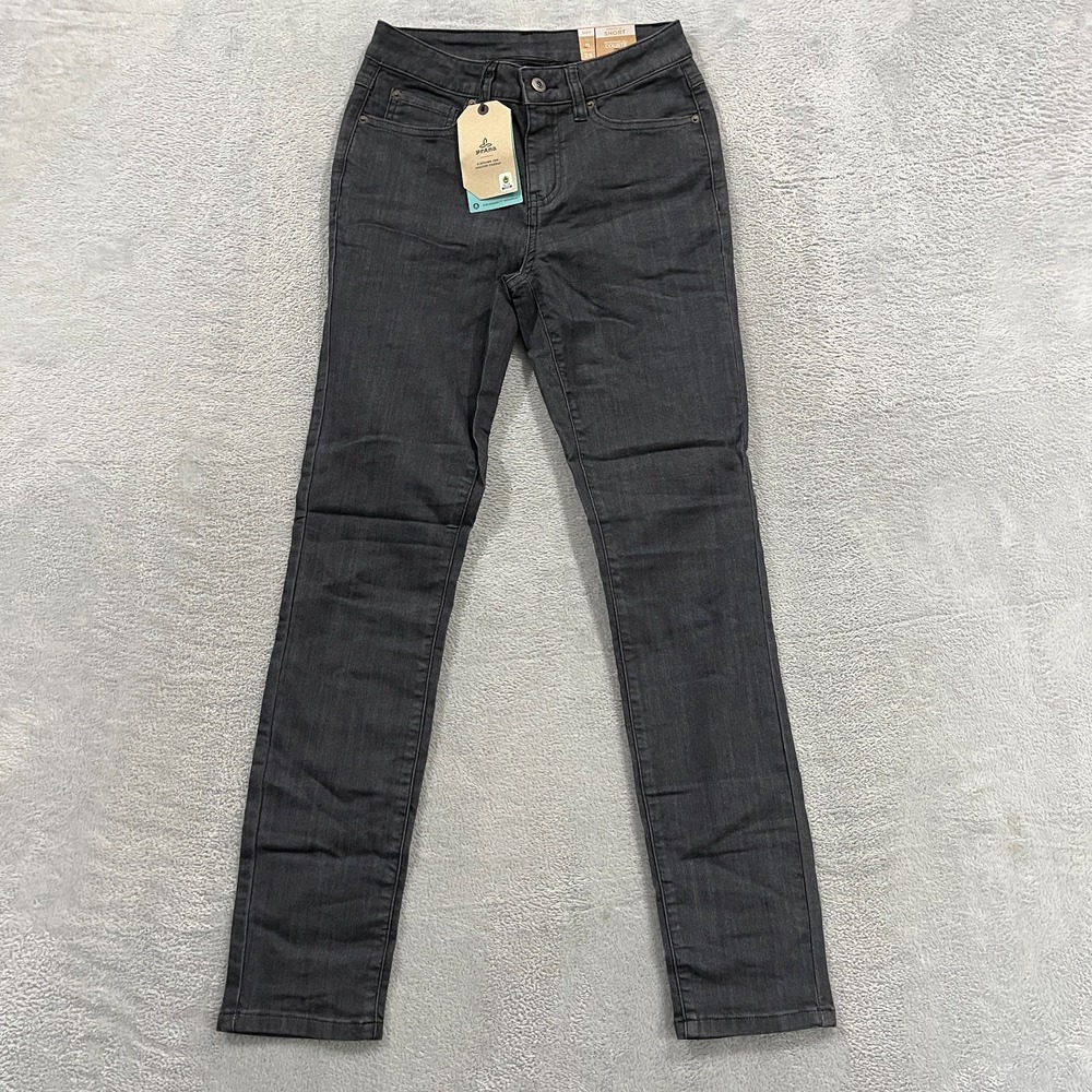 Prana‎ Kayla High Rise Jean Womens 0 Short Grey Stretch Solid Denim Grunge NEW
